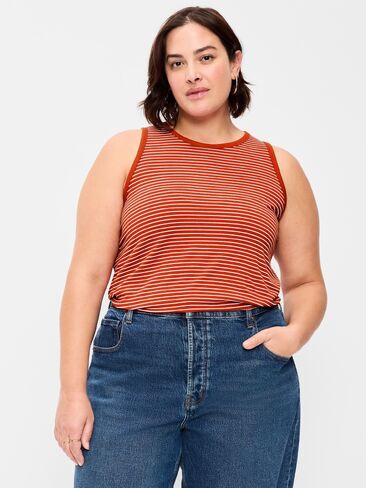 Old Navy Luxe High-Neck Tank Top - Red Stripe in Kuwait