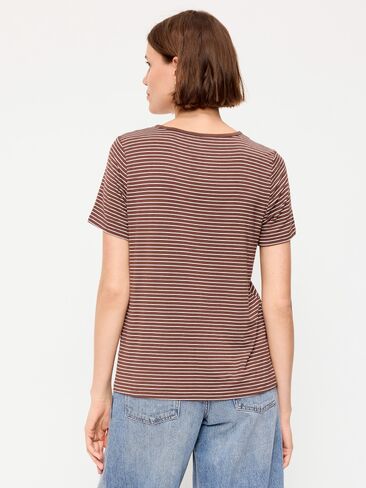 Old Navy Luxe Crew-Neck T-Shirt - Earth Brown Stripe in Kuwait