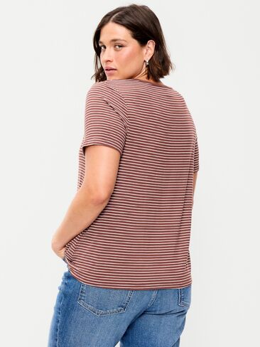 Old Navy Luxe Crew-Neck T-Shirt - Earth Brown Stripe in Kuwait