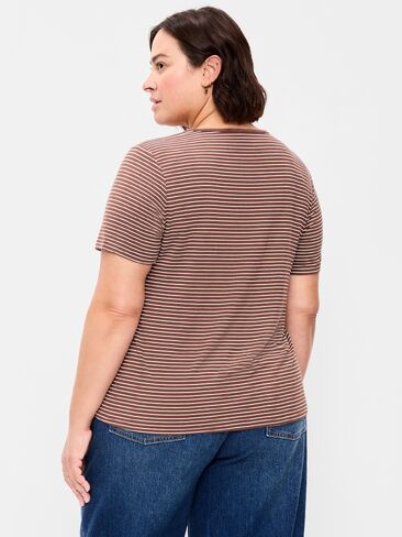 Old Navy Luxe Crew-Neck T-Shirt - Earth Brown Stripe in Kuwait