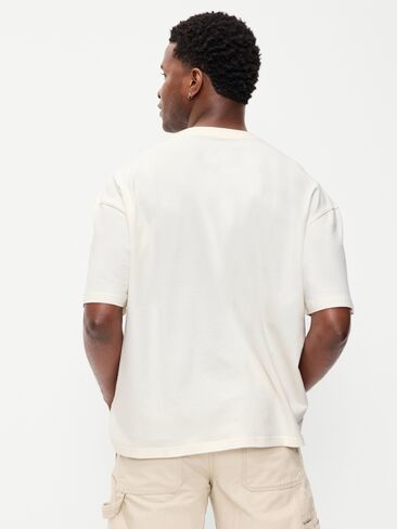 Old Navy Oversized Heavyweight Garment-Washed T-Shirt - Sea Salt in Kuwait