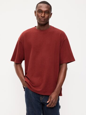 Old Navy Oversized Heavyweight Garment-Washed T-Shirt - Emberglow in Kuwait