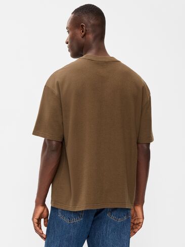 Old Navy Oversized Heavyweight Garment-Washed T-Shirt - Dark Walnut Brown in Kuwait