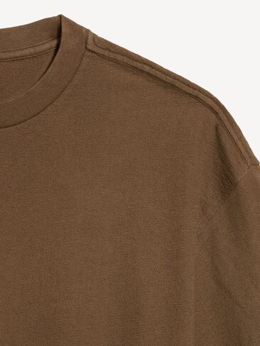Old Navy Oversized Heavyweight Garment-Washed T-Shirt - Dark Walnut Brown in Kuwait