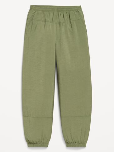 Old Navy High-Waisted Crinkled Harem Pants for Girls - Olive Through This in Kuwait