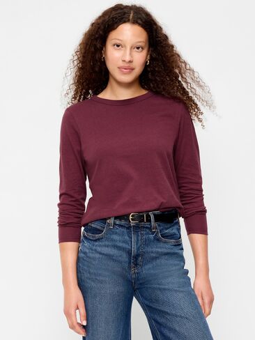 Old Navy EveryWear Long-Sleeve T-Shirt - Red Lacquer in Kuwait