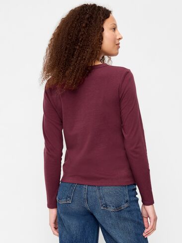 Old Navy EveryWear Long-Sleeve T-Shirt - Red Lacquer in Kuwait