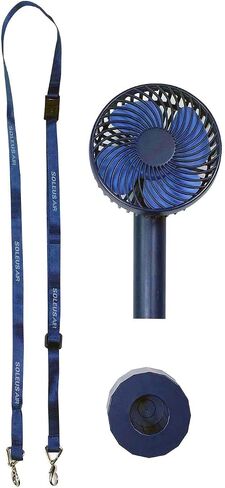 Soleus Air Handy Fans 4" Handy Fan Blue Rechargeable Handheld Fan with Adjustable Lanyard and Mounting Base, Battery Capacity 2500mAh lasts 2.5-9.5 hours with 4 hours to charge. in Saudi Arabia