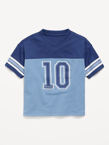 Old Navy Oversized Mesh Graphic Football T-Shirt for Toddler Boys - Pacific Blue in Kuwait