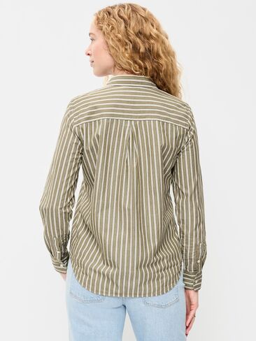 Old Navy Classic Button-Down Shirt - Neutral Stripe in Kuwait
