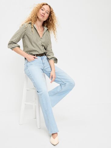Old Navy Classic Button-Down Shirt - Neutral Stripe in Kuwait