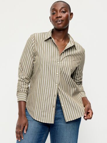 Old Navy Classic Button-Down Shirt - Neutral Stripe in Kuwait