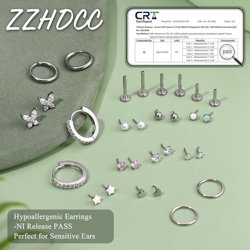 14K Gold Flat Back Push in Stud Earrings Surgical Steel Nose Studs Rings for Women 20G 18G Hoop Cartilage Earrings CZ Lip Labret Threadless Nose Studs Helix Conch Nostril Tragus Piercing Jewelry in Saudi Arabia