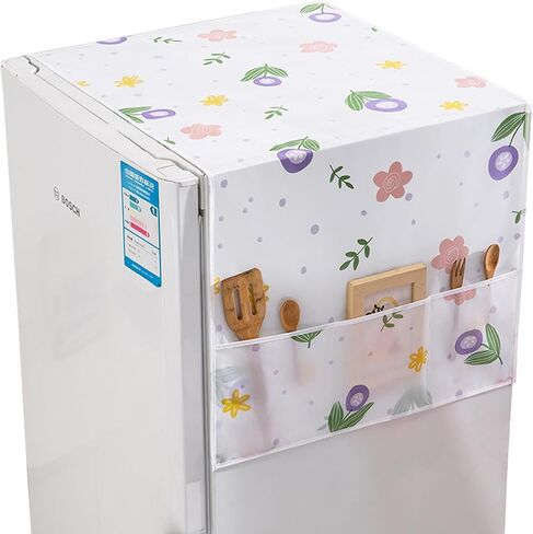 Fridge Dustproof Cover,Refrigerator Washing Machine Top Cover with Kitchenware Organizer Pockets in Saudi Arabia