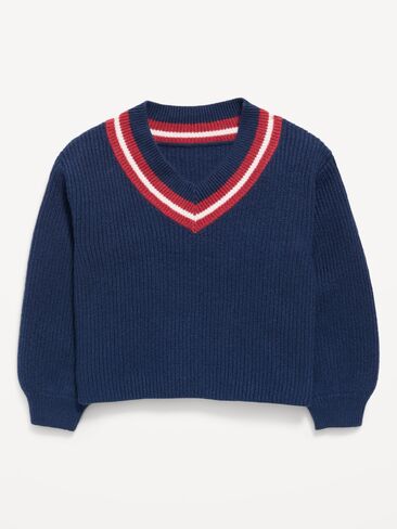 Old Navy Cropped V-Neck Sweater for Girls - Obscure Night in Kuwait