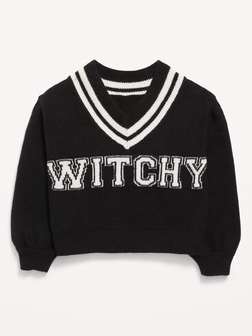 Old Navy Cropped V-Neck Sweater for Girls - Halloween in Kuwait