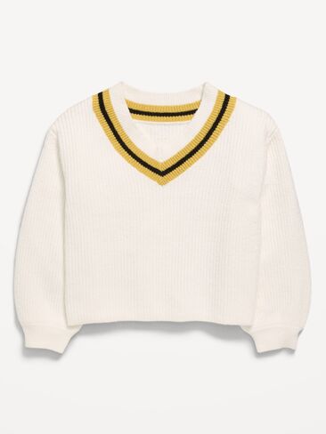 Old Navy Cropped V-Neck Sweater for Girls - Sea Salt in Kuwait