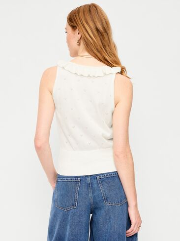 Old Navy SoSoft Cotton Tie-Front Pointelle Tank Top - Creme De La Creme in Kuwait