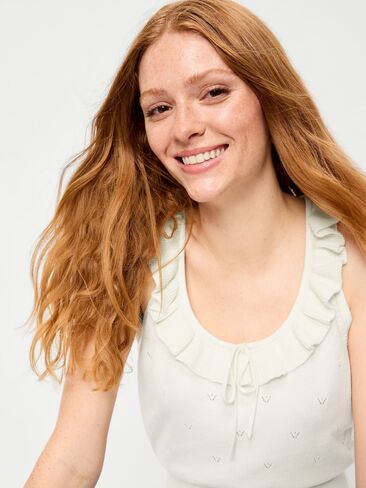 Old Navy SoSoft Cotton Tie-Front Pointelle Tank Top - Creme De La Creme in Kuwait