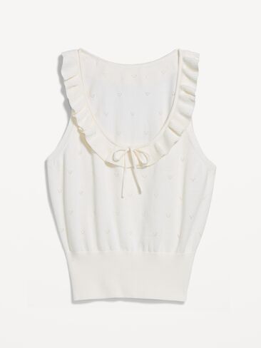 Old Navy SoSoft Cotton Tie-Front Pointelle Tank Top - Creme De La Creme in Kuwait