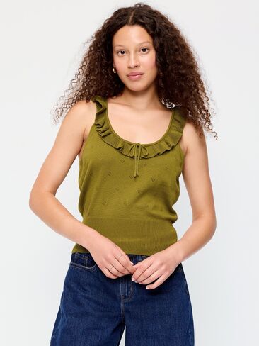 Old Navy SoSoft Cotton Tie-Front Pointelle Tank Top - Mysterious Fern in Kuwait