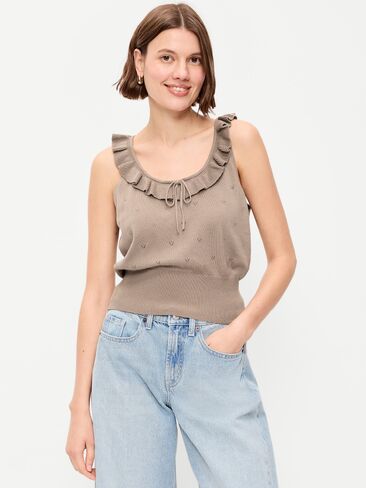 Old Navy SoSoft Cotton Tie-Front Pointelle Tank Top - Chocolate Malt in Kuwait
