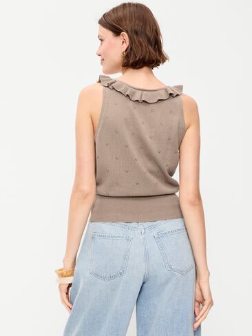 Old Navy SoSoft Cotton Tie-Front Pointelle Tank Top - Chocolate Malt in Kuwait