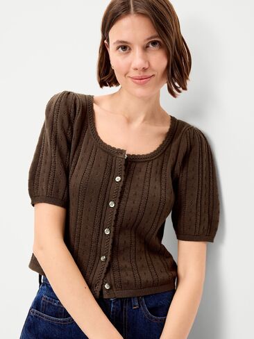 Old Navy Seaside Cotton Short-Sleeve Button-Down Sweater - Earthen in Kuwait