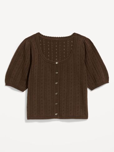 Old Navy Seaside Cotton Short-Sleeve Button-Down Sweater - Earthen in Kuwait
