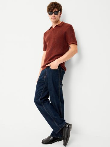 Old Navy Mixed-Stitch Polo Sweater - Russet Brown in Kuwait