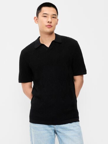 Old Navy Mixed-Stitch Polo Sweater - Black Jack in Kuwait