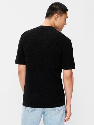 Old Navy Mixed-Stitch Polo Sweater - Black Jack in Kuwait