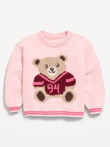 Old Navy SoSoft Long-Sleeve Graphic Sweater for Toddler Girls - Brown Bear in Kuwait