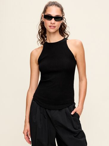 Old Navy CloudLite High-Neck Racerback Tank Top - Black Jack in Kuwait