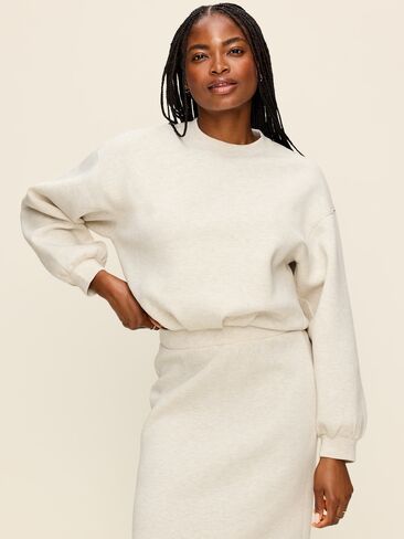 Old Navy Bounce Fleece Bubble-Hem Sweatshirt - Oatmeal Heather in Kuwait