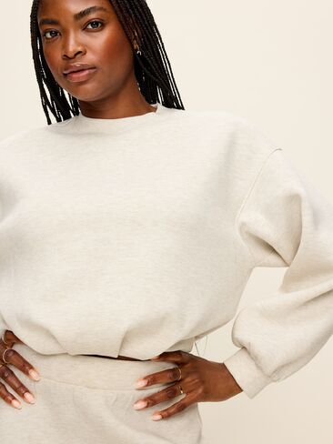 Old Navy Bounce Fleece Bubble-Hem Sweatshirt - Oatmeal Heather in Kuwait