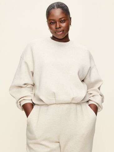 Old Navy Bounce Fleece Bubble-Hem Sweatshirt - Oatmeal Heather in Kuwait