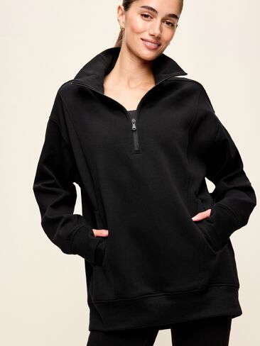 Old Navy Dynamic Fleece Half-Zip Tunic Sweatshirt - Black Jack in Kuwait