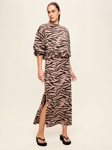Old Navy High-Waisted Bounce Fleece Maxi Skirt - Animal Print in Kuwait