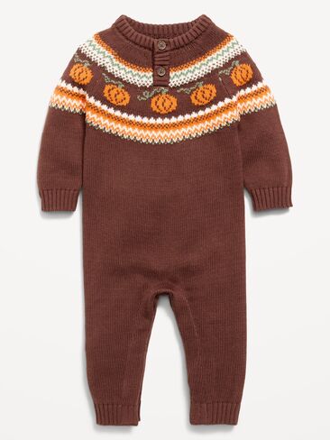 Old Navy Long-Sleeve Sweater-Knit One-Piece for Baby - Pumpkin Puree in Kuwait