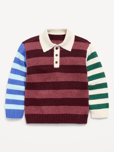 Old Navy SoSoft Long-Sleeve Collared Sweater for Toddler Boys - Multi Stripe in Kuwait