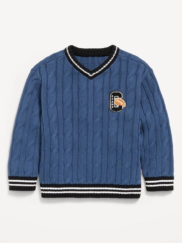 Old Navy Oversized Long-Sleeve Graphic Sweater for Toddler Boys - Pacific Blue in Kuwait
