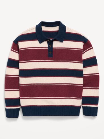 Old Navy SoSoft Oversized Collared Striped Sweater for Boys - Clove in Kuwait