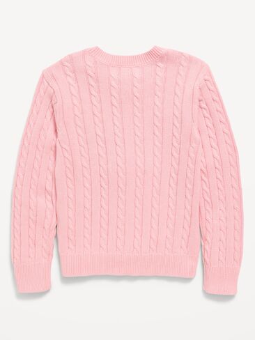 Old Navy Cable-Knit Cardigan Sweater for Girls - Pink Teddy Bear in Kuwait