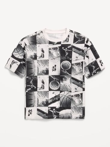 Old Navy Oversized Short-Sleeve Graphic T-Shirt for Boys - TV Basketball in Kuwait
