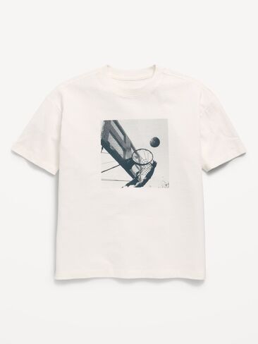 Old Navy Oversized Short-Sleeve Graphic T-Shirt for Boys - Sea Salt in Kuwait