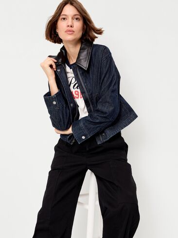 Old Navy Cropped Denim Barn Jacket - Dark Rinse in Kuwait