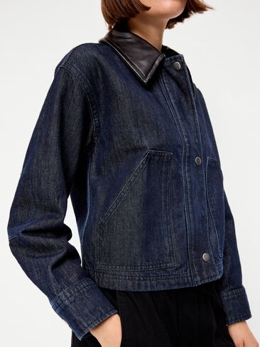 Old Navy Cropped Denim Barn Jacket - Dark Rinse in Kuwait