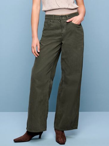 Old Navy High-Waisted Baggy Wide-Leg Jeans - Forest Tapestry in Kuwait