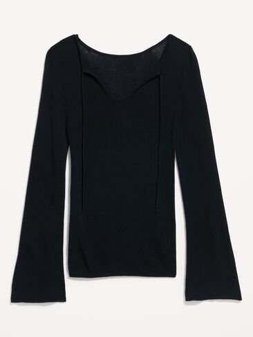 Old Navy Bell-Sleeve Keyhole Top - Black Jack in Kuwait